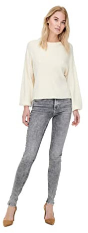 ONLY Damen Onlblush Life Mid Sk Tai918 Noos Jeans, Light Grey Denim, M / 32L EU