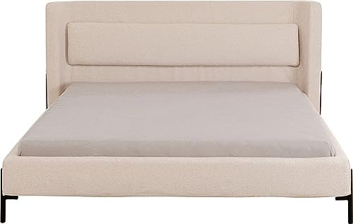 Kare Design Doppelbett Tivoli, beige, Polsterbett mit Kopfteil und Stützkissen, Fleck- und wasserabweisender Stoff, 160x200cm