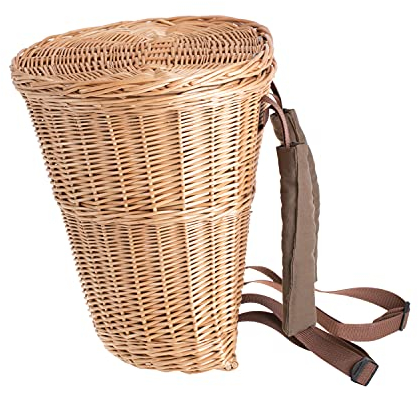 e-wicker24 Alles aus Weide Tragekorb für Obsternte, Kiepe, Rucksackkorb aus gesottener Weide mit Deckel