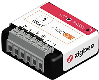 Nodon - Module Multifonction Zigbee 3.0, 1 canal contact sec, 1x16A, fonction Zero Crossing, installation possible au tableau électrique, compatible Alexa, Home Assistant, Jeedom, Z2M, ZHA