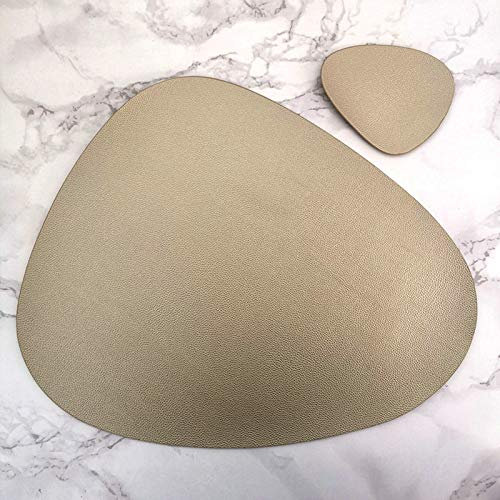 Bishilin Platzset Abwischbar 2er, Tischmatte rutschfest Modern Triangel Gold, Platzdeckchen PU Leder 45.5x36.5 für Tisch