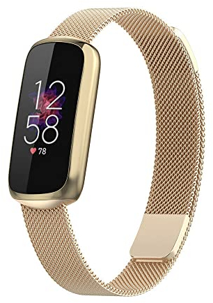 Strap-it Milanese Armband - Kompatibel mit Fitbit Luxe Armband Ersatzarmband Edelstahl - Magnetverschluss - Hochwertiges Material - für Armband Gold