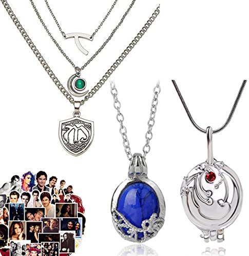 XHBTS 13 Set Ersetzen Hope Mikaelson Inspired Halskette Vampire Girl Schmuck The Vampire Diaries Daywalking Halsketten Ringe Ohrringe und 10 Aufkleber Filmschmuck Cosplay Für Fans