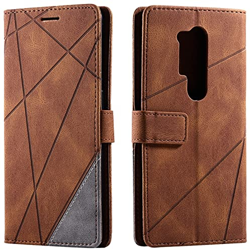 Vankii Kompatibel mit OnePlus 8 Pro Hülle, Flip Wallet Handyhülle PU Leder Brieftasche Tasche Case Stoßfeste Schutzhülle [Kartenschlitzen] [Magnetverschluss] [Standfunktion] (Braun)