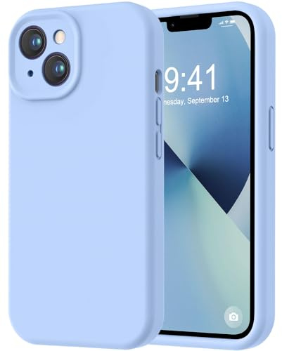 LOVE 3000 Designed for iPhone 13 Case, Premium Silicone with [Camera Protection] [Soft Anti-Scratch Microfiber Lining] Shockproof Protective Phone Case for Lanyard Women Men Girls 6.1, Light Blue