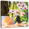Feeby Bild auf Leinwand Spa Kerzen Zen Bamboo 40x40 cm Kunstdruck modern Steine Orchidee Stilleben Rosa