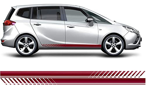 Auto-Dress Seitenstreifen Aufkleber Set/Dekor passend für Opel Zafira - Motiv: Clean (145 Burgundy)