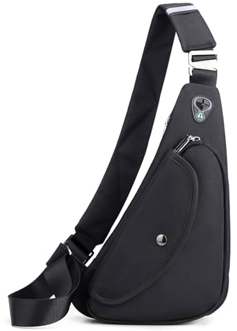 VARLIVOO Brusttasche Herren Anti Diebstahl Umhängetasche Klein Sling Bag | Kleine Schultertasche Herren Crossbody Bag Männer Tasche zum Umhängen mit reflektierendem Streifen für Reise Sport Alltag