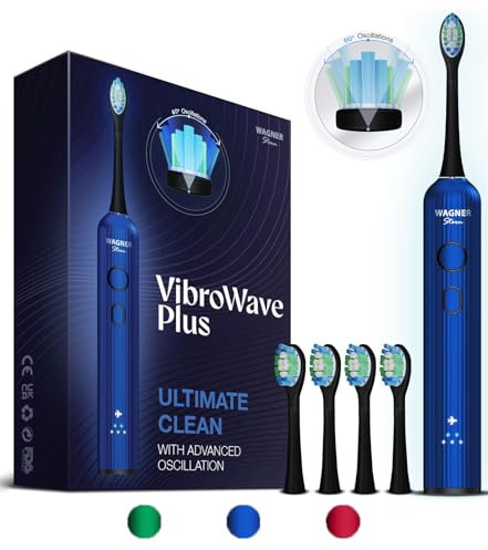 Wagner Stern VibroWave Plus Oszillation & Vibration Sonic Elektrische Zahnbürste mit 4 Bürstenköpfen IPX7 Wasserdicht