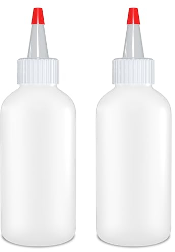 BRIGHTFROM Condiment Squeeze Bottles - 4 OZ Squirt Empty Bottles, Red Top Cap, Leak Proof - Great for Ketchup, Mustard, Syrup, Sauces, Dressing, Oil, Arts and Crafts, BPA-FREE Plastic - Pack of 2