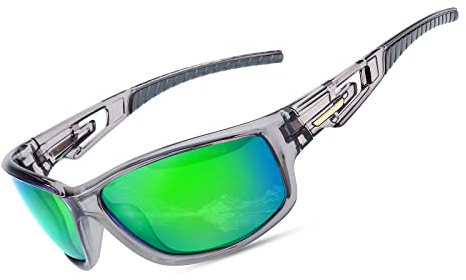 Goiteia Polarisierte Sonnenbrille Radsportbrille Herren Damen mit UV400 Schutz- Sportsonnenbrille zum Radfahren Autofahren Laufen Wandern Angeln Unzerbrechlicher Leichter TR90 Rahmen (Grün)