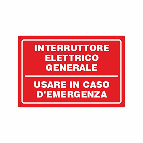 NEW CARTELLO SEGNALETICO - Interruttore elettrico generale ANTINCENDIO - Adesivo Extra Resistente, Pannello in Forex, Pannello In Alluminio (PANNELLO IN ALLUMINIO 30X42 CM)