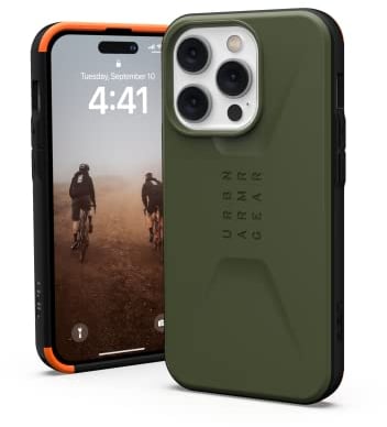 URBAN ARMOR GEAR UAG Designed for iPhone 14 Pro Case 6.1 Green Olive Civilian Sleek Ultra Thin Slim Impact Resistant Dropproof Protective Cover Compatible with Wireless Charging