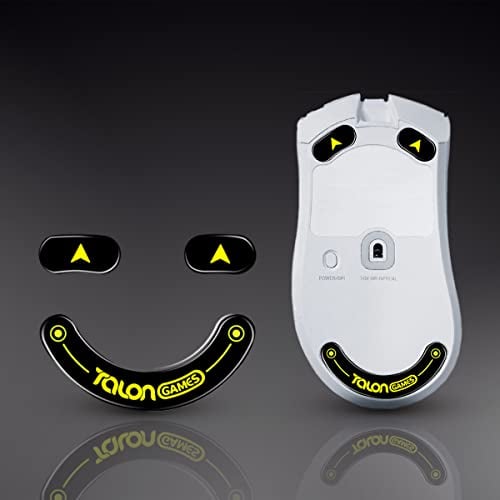 TALONGAMES Gebogene Kanten, ultrastarke Glas-Mausfüße, Schlittschuhe, kompatibel mit Rzaer Deathadder V3 Pro Gaming-Mausfüßen, Ersatz, super glatt, schnelle und langlebige Sohle (schwarz)