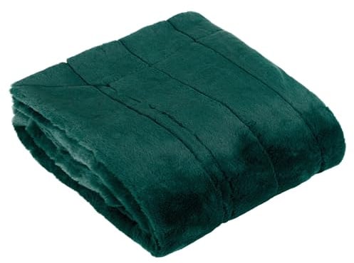 Paoletti Empress Throw (Emerald - 140x200cm) | Luxury Heavyweight Soft Faux Fur Elegant Minimalist Decorative Sofa Bed Blanket