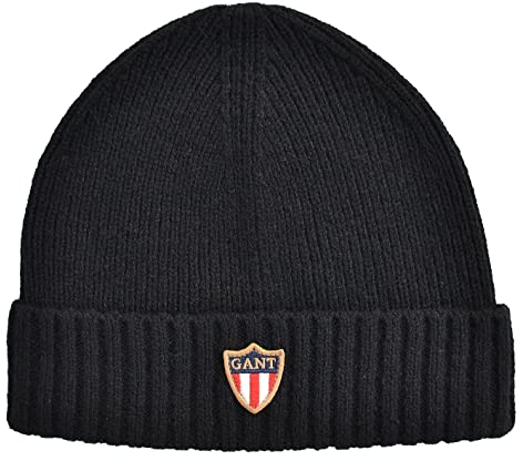 GANT Strickmütze Banner Shield Beanie Wolle One Size Schwarz
