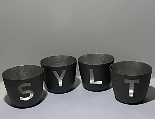 Windlicht Set 4-er Sylt Eisen 10cm Anthrazit-Silber