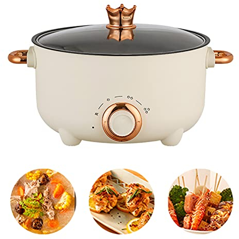 Marmite de cuisson multifonctionnelle, chauffage uniforme casserole électrique contrôle sûr de la température doublure revêtement revêtement revêtement design profond pour dortoir