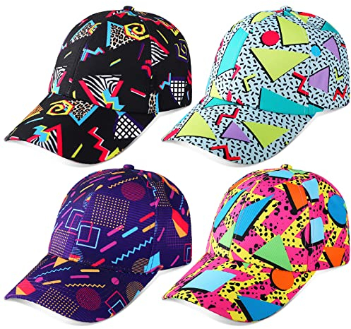 Xtinmee Baseballmützen im Retro-Stil der 80er-90er-Jahre, Neon-Trucker-Mütze, Baseballmützen für Herren und Damen, verstellbare Unisex-Kappen für Sommer, Reisen, Strand, Disco, Party, Festival