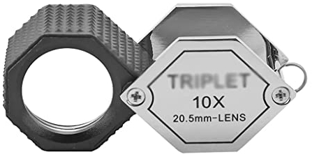 n/a 10x Tragbare Hexagon-Schmucklupe aus Metall Faltbare Tasche mit DREI optischen Linsen (Color : A, Size : 3.8 * 2.6cm) Present