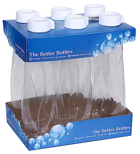 Pack of 6 -950 ml/ 32oz Empty Drinking Water Bottle Screw Lid Spill Proof Travel Plastic Bottles BPA Free Reusable Transparent Juice School, Cycling, Fridge, Camping, Hiking, Gym Yoga Sport (Clear)