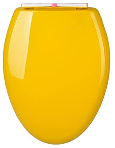 Multi-Coloured Toilet Seat Cover, Thickened Plastic Toilet Seat, Slow Down and Noise Reduction, Five Colours Available.-Yellow