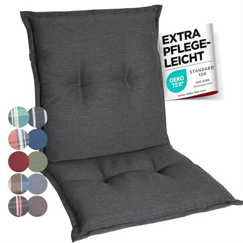 gardisun Gartenstuhlauflagen Niedriglehner I Extra Dicke Sitzauflagen I Made in Europe I Stuhlauflagen für Niederlehner Gartenstuhl I Auflagen mit extra hohem Komfort I 3er Set I Anthrazit
