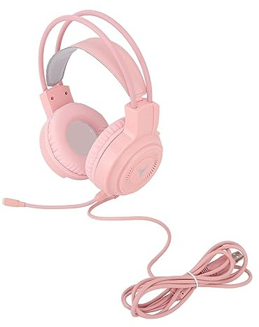 HEEPDD Gaming-Headset, Kabelgebundener Gaming-Kopfhörer, Dual-Jack, 7.1-Kanal, 4D-Surround-Sound für PC (Rosa)