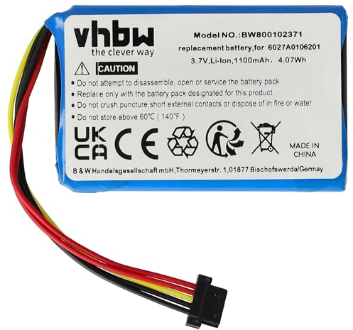 vhbw Akku kompatibel mit Tomtom Go 5200 GPS Navigation Navi (1100 mAh, 3,7 V, Li-Ion)