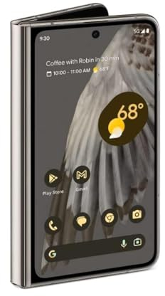 Google Pixel Fold 5G 256GB + 12GB RAM Factory Unlocked - Dual SIM (Nano-SIM + eSIM) - Foldable Display Android Smartphone (Porcelain) (Renewed)