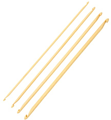 Tunesische Häkelnadeln, Bambus-Doppelhäkelnadeln, 4 Stück, 23,9 Cm Lang, Verschiedene Größen, Rutschfest, Zum Stricken und Nähen