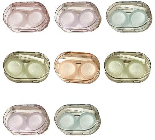 TAIOSNADJ 8 Pcs Contact Lens Container Box Portable Travel Contact Lens Case Travel Contact Lens Cases with Storage Box Tweezers Wearing Stick for Contact Lens Colors Shipped Randomly