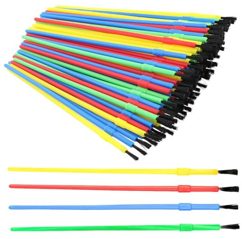 Volumoon 100 Pieces Plastic Paint Brushes Bulk, Nylon Hair Paint Brushes, Art Paint Brush Set, Craft Paint Brushes for Kids, Classroom, Watercolor, Acrylic, Oil, Canvas and Face Painting