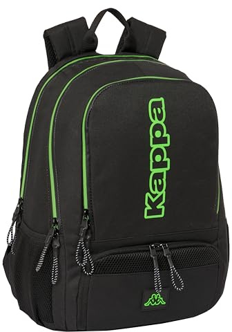 Safta Unisex Kinder Kappa Black Paddel, Sport-Rucksack, ideal für Verschiedene Altersgruppen, bequem und vielseitig, Qualität und Widerstandsfähigkeit, 30 x 17 x 42 cm, Schwarz