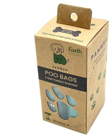 Hundekotbeutel, super stark, auslaufsicher, frische Baumwolle duftende Rollen (120 Beutel)