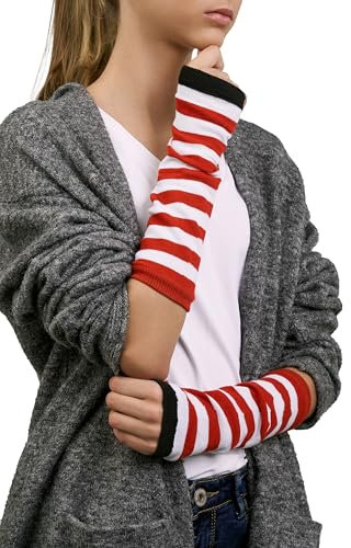 Nothing but Love Handschuhe ohne Finger lange Handstulpen Fäustlinge Damen fingerlose Handschuhe (Rot, weiß #3)