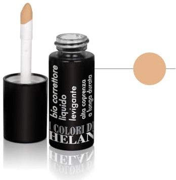 Helan I Colori di Helan - Bio Correttore Occhiaie e Viso Liquido Medium Effetto Fondotinta Coprente Professionale, Make Up con Vitamina E Burro di Karitè Olio di Jojoba Trucchi Makeup Lunga Durata 9ml
