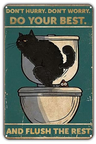 KONFEN Katze Metall Zinn Schild, Katze Pooping Retro Plaqu Poster Wall Art Print Dekoration 8 * 12 Zoll für Home Bar Badezimmer Tür Coffee Shop