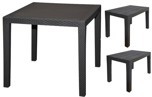 Koopman International B.V. Gartenmöbel-Set Gartentisch Gartenstuhl Tisch Rattan-Optik Balkontisch + 2X Bänke