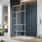 SONNI Paroi de douche 100 x 200 cm - Cadre blanc en acier inoxydable - Support en forme de L - Largeur réglable - 6 mm - Verre de sécurité ESG Nano - Montage à gauche ou à droite