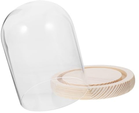 Alipis Kuchenglasschirm Tortenglocke Mit Holzsockel Tortenständer Aus Glas Abdeckung Für Kuchen Salat Speisen Handgefertigt Bruchfest