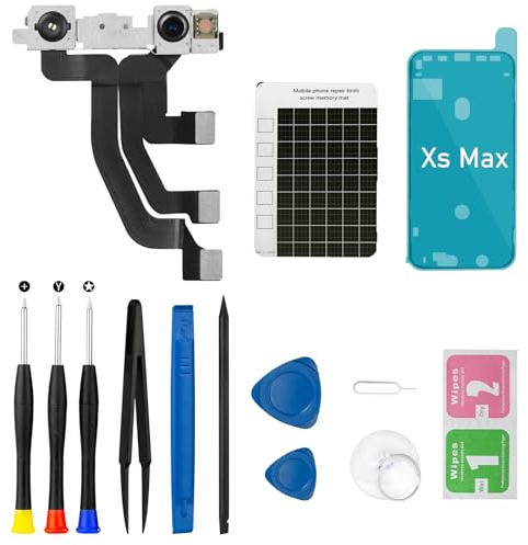 MrR.OMW Ersatz-Set für iPhone Xs Max, Frontkamera, 7 MP, Flexkabel, Verbindungsstück, strukturierter Lichtempfänger, Sender, Reparatur-Werkzeug-Set für A1921, A2101, A2102, A2103, A2104