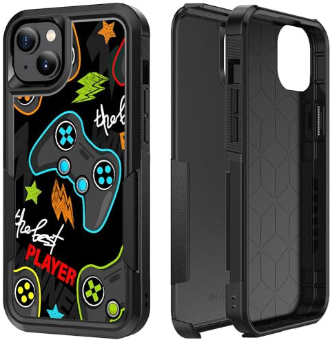 Candykisscase Case for iPhone 14 Plus, Gaming Controller Best Player Pattern Shock-Absorption Hard PC and Inner Silicone Hybrid Dual Layer Armor Defender Case for Apple iPhone 14 Plus