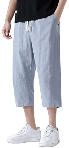 Pantaloncini Uomo Cotone Lino Pantaloni in Cartene per Fanghi Riutilizzabili Pantaloni di Tuta con Apertura Laterale Pantaloni Uomo Eleganti Elasticizzati Pantaloni Bianchi Uomo Skinny