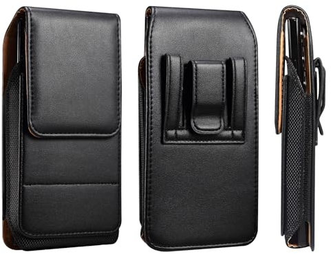 Étui en cuir synthétique avec clip de ceinture pour Samsung Galaxy A15 A36 A14 A04 A05s A26 A16 M34 A35 Galaxy S25 Ultra S24 Ultra Google Pixel 8 Pro 7 Pro (noir, XL)