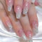 Autocollants d’ongles, Ballerina Pink Ombre Jelly Silver Glitter Faux ongles, Ongles artificiels avec colle à ongles, Ongles artificiels à paillettes roses naturelles