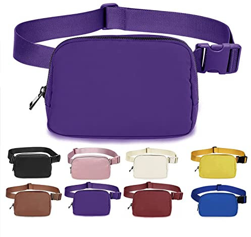 Bomvabe Bauchtasche für Damen Herren, Gürteltasche Nylon mit Verstellbarem Riemen 81cm bis 130cm, Bauchtasche Klein 1L für Sport Outdoor Reise Running Wandern Radfahren, Hüfttasche Lila