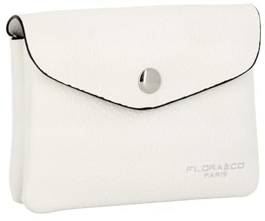 Porte-Monnaie et Cartes en Similicuir Souple - Portefeuille Pochette à Magnétique - Taille Petite - Pratique Léger - Blanc