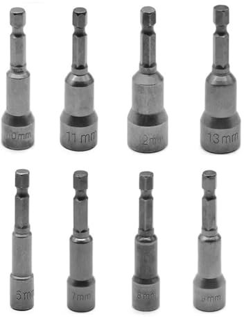 Adattatore 8 in 1 con attacco magnetico da 6 mm a 13 mm, attacco esagonale da 1/4 per trapano, dado, driver e chiave, estensione per utensili elettrici, lunghezza 65 mm