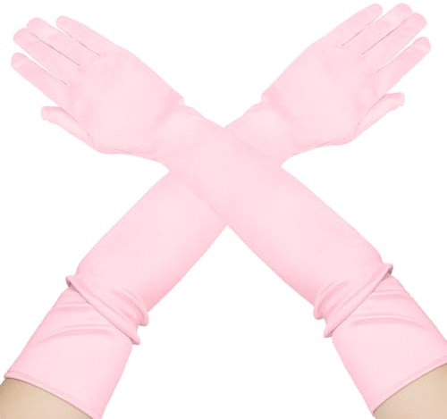 Pinke Stulpen,1PCS Handschuhe Damen,Lange Handschuhe,Handschuhe Lang,Satin Handschuhe Lang,Brauthandschuhe,20er Jahre Accessoires Damen,20er Jahre Accessoires,Rosa Handschuhe,Opera Party Handschuhe